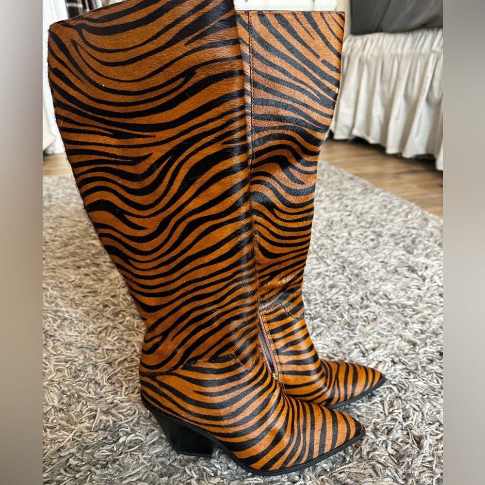 Franco Sarto Tiger Zebra Print Knee Boots LSU